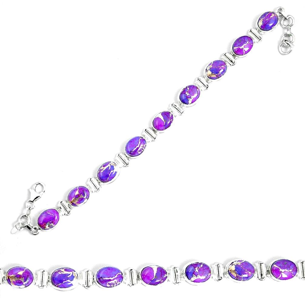 Purple copper turquoise 925 sterling silver tennis bracelet jewelry m86162