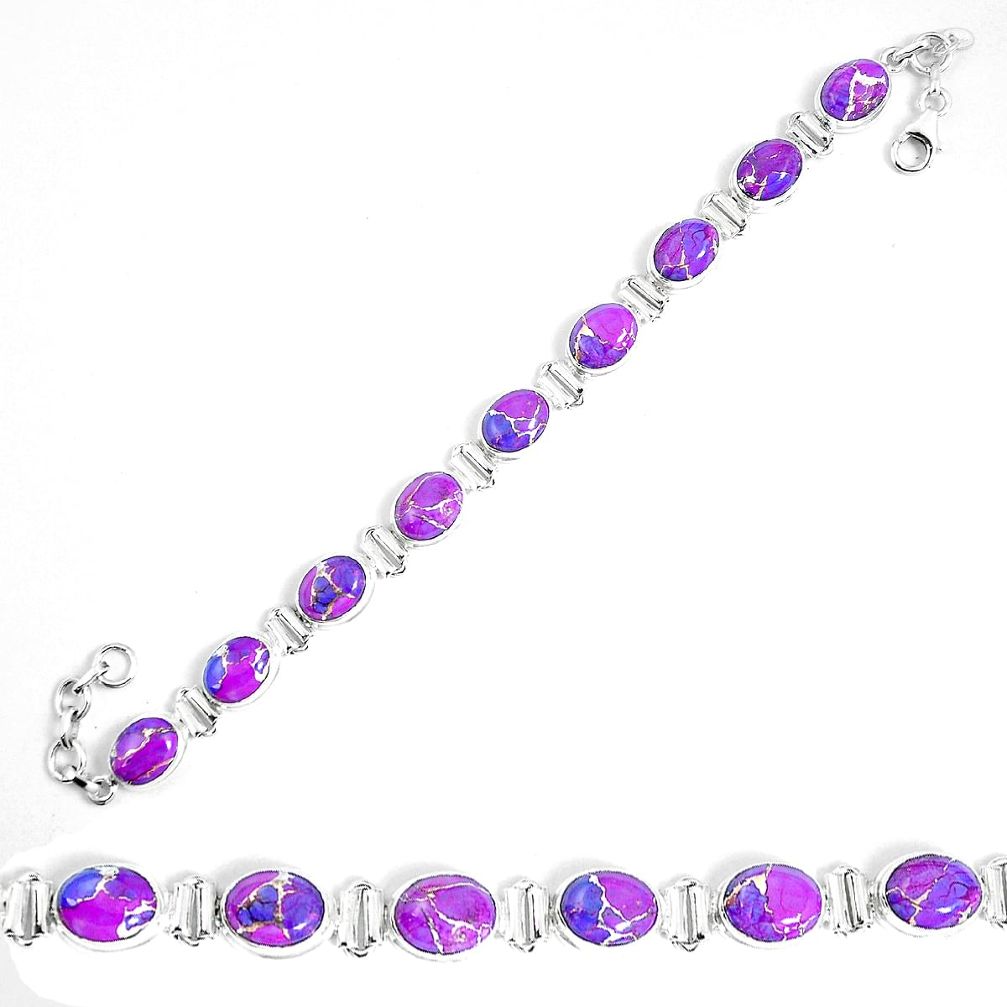 Purple copper turquoise 925 sterling silver tennis bracelet jewelry m86163