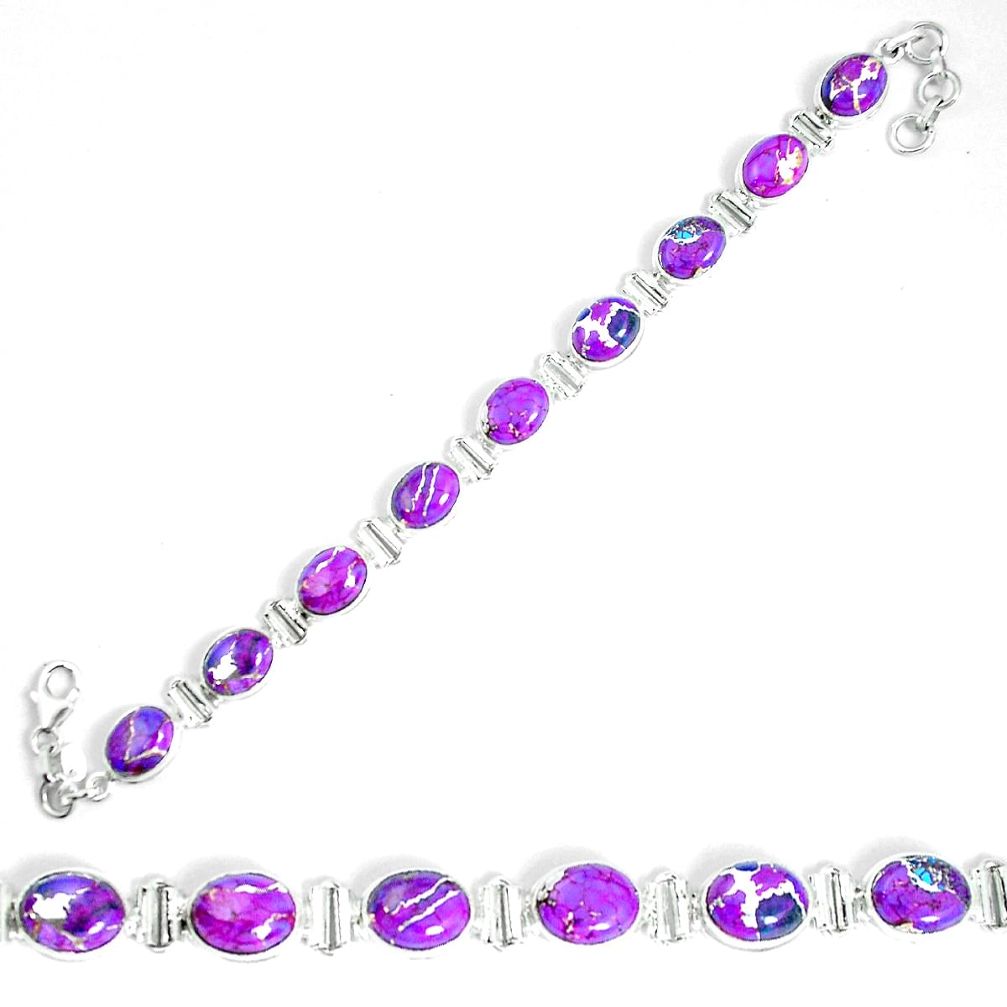 925 sterling silver purple copper turquoise oval tennis bracelet jewelry m86164