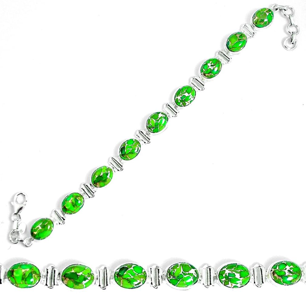 Green copper turquoise 925 sterling silver tennis bracelet jewelry m86176