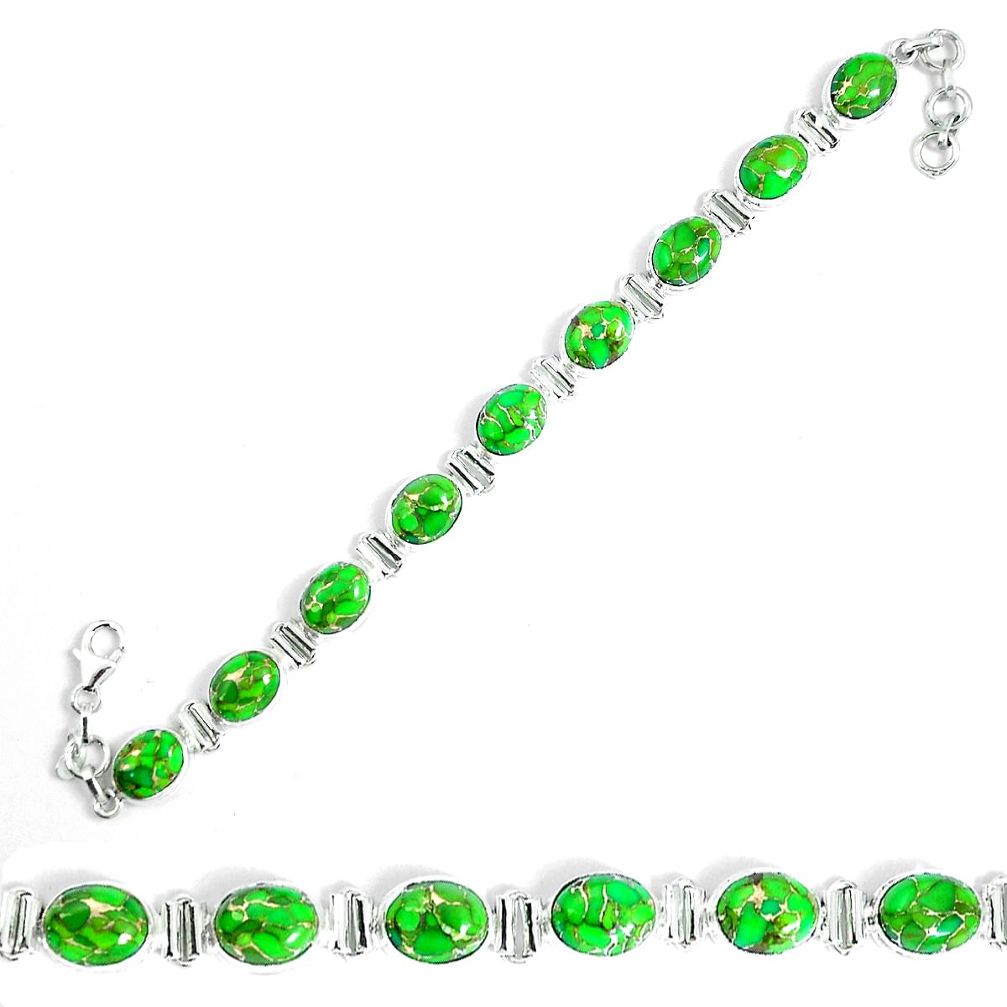 Green copper turquoise 925 sterling silver tennis bracelet jewelry m86177