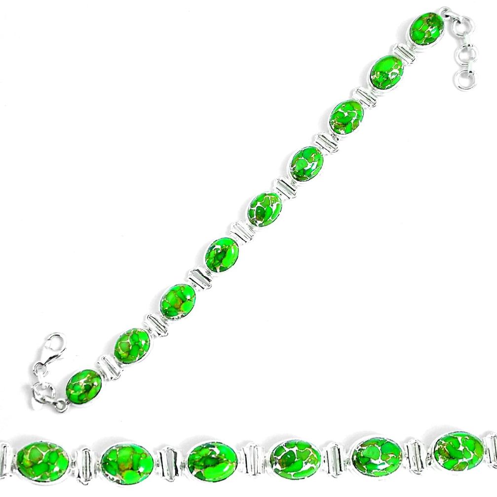 Green copper turquoise 925 sterling silver tennis bracelet jewelry m86178