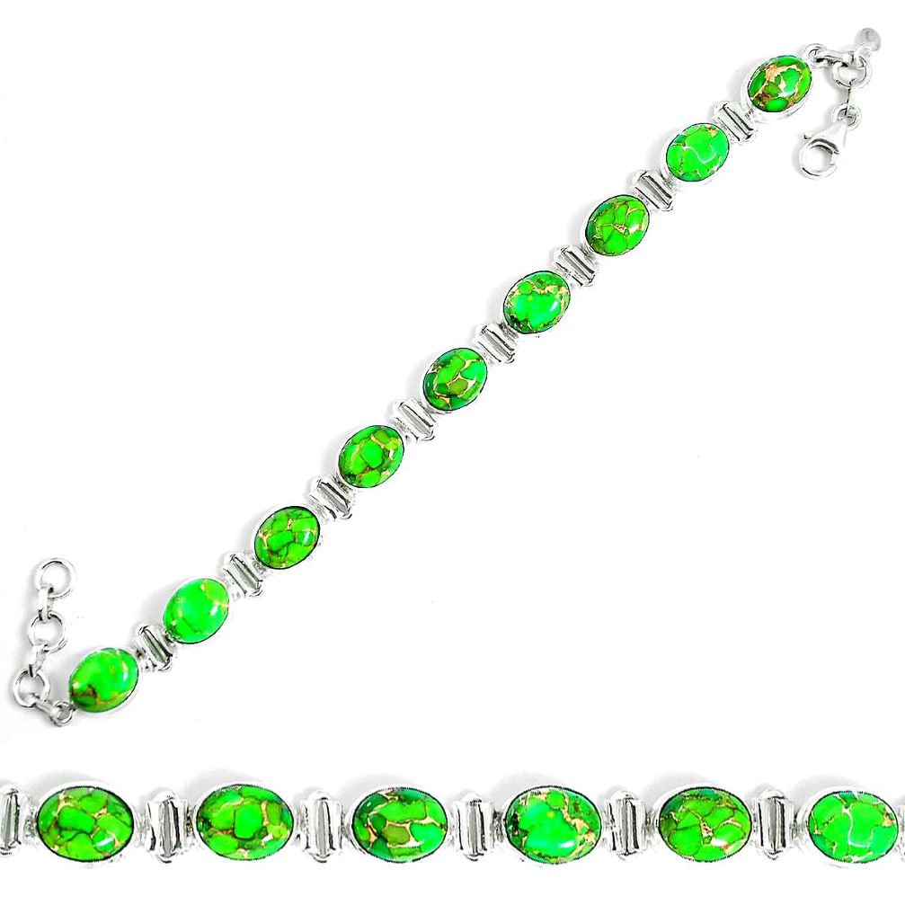 925 sterling silver green copper turquoise oval tennis bracelet jewelry m86179