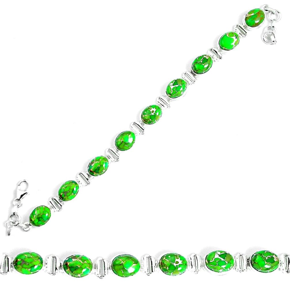 Green copper turquoise 925 sterling silver tennis bracelet jewelry m86180