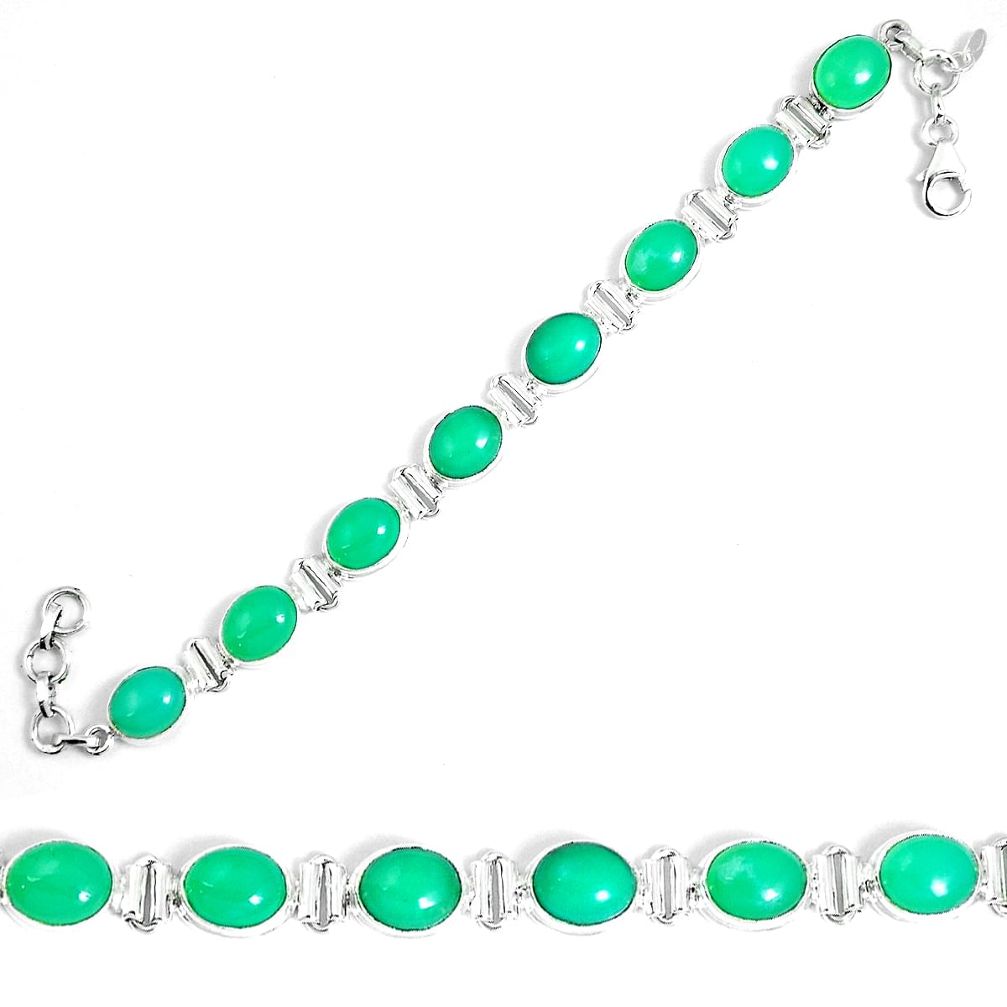 Natural green chrysoprase 925 sterling silver tennis bracelet jewelry m86181