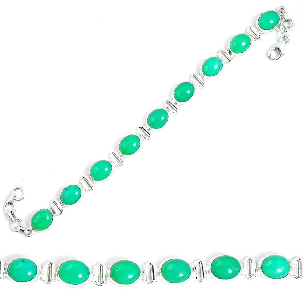 Natural green chrysoprase 925 sterling silver tennis bracelet jewelry m86183