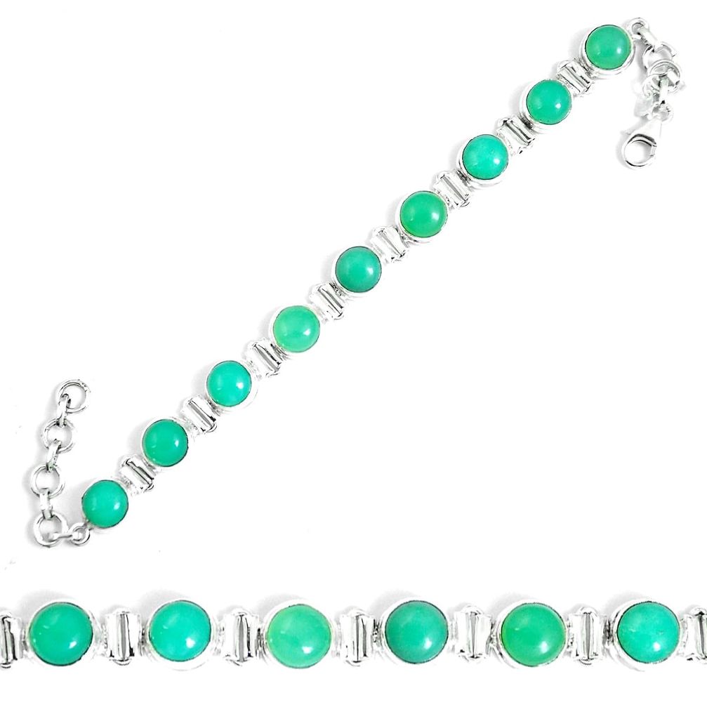 Natural green chrysoprase 925 sterling silver tennis bracelet jewelry m86189