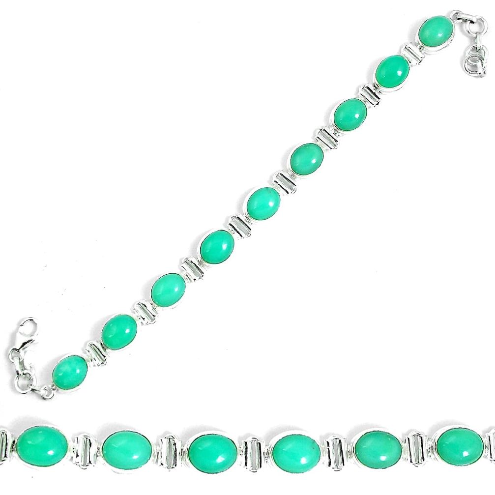 925 sterling silver natural green chrysoprase tennis bracelet jewelry m86195
