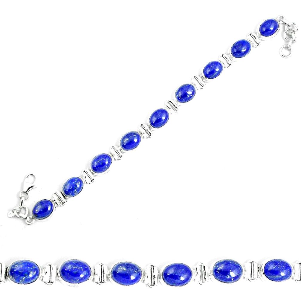 Natural blue lapis lazuli 925 sterling silver tennis bracelet jewelry m86196