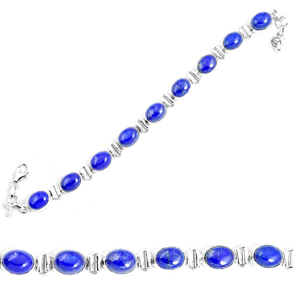 925 sterling silver natural blue lapis lazuli oval tennis bracelet m86197