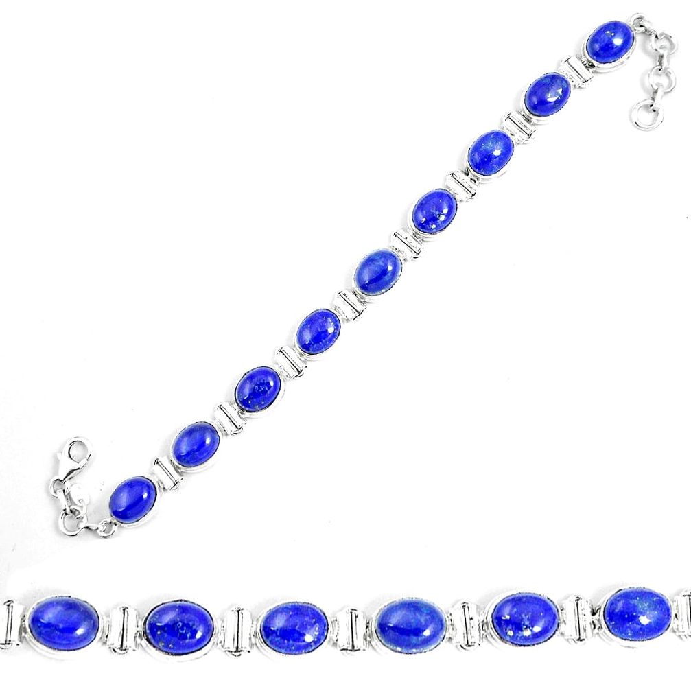 Natural blue lapis lazuli 925 sterling silver tennis bracelet jewelry m86198