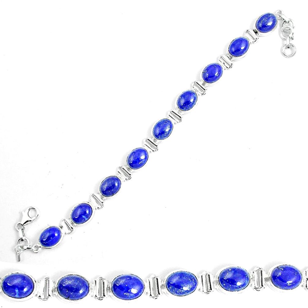 Natural blue lapis lazuli 925 sterling silver tennis bracelet jewelry m86199