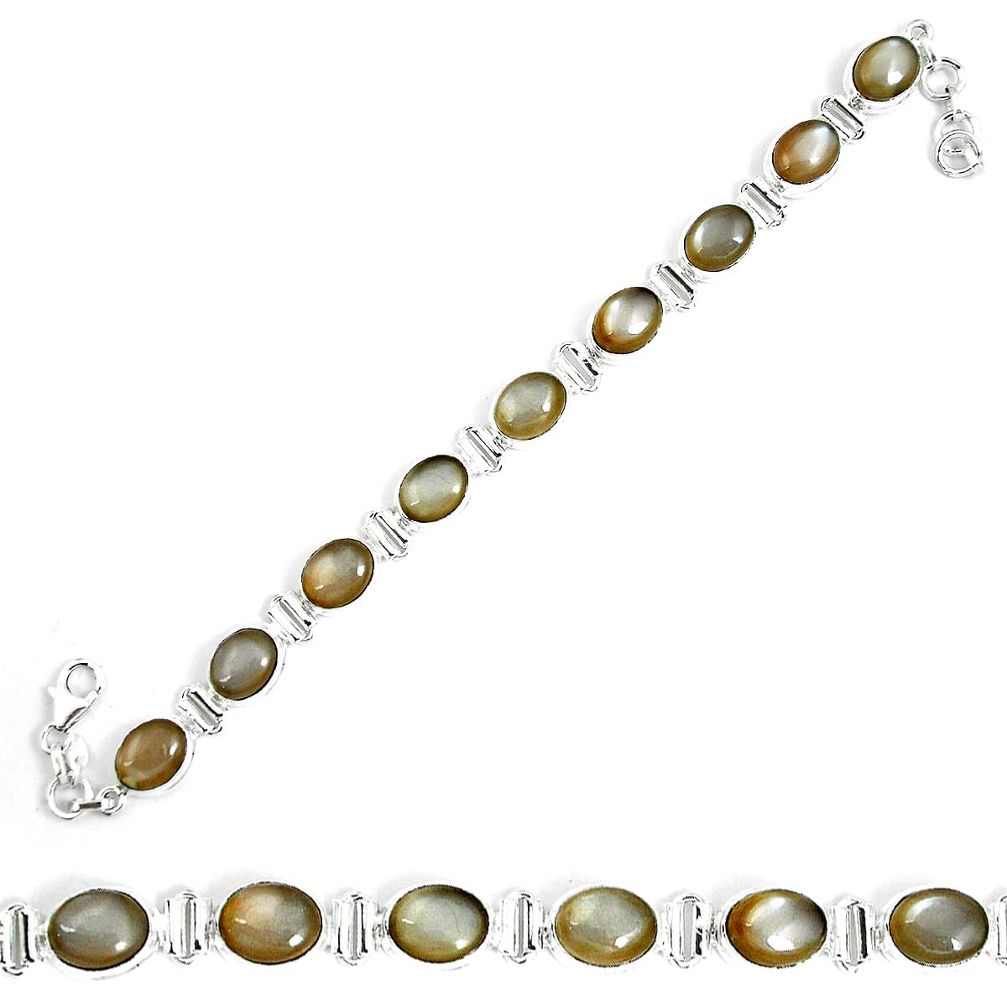 Natural grey moonstone 925 sterling silver tennis bracelet jewelry m86213