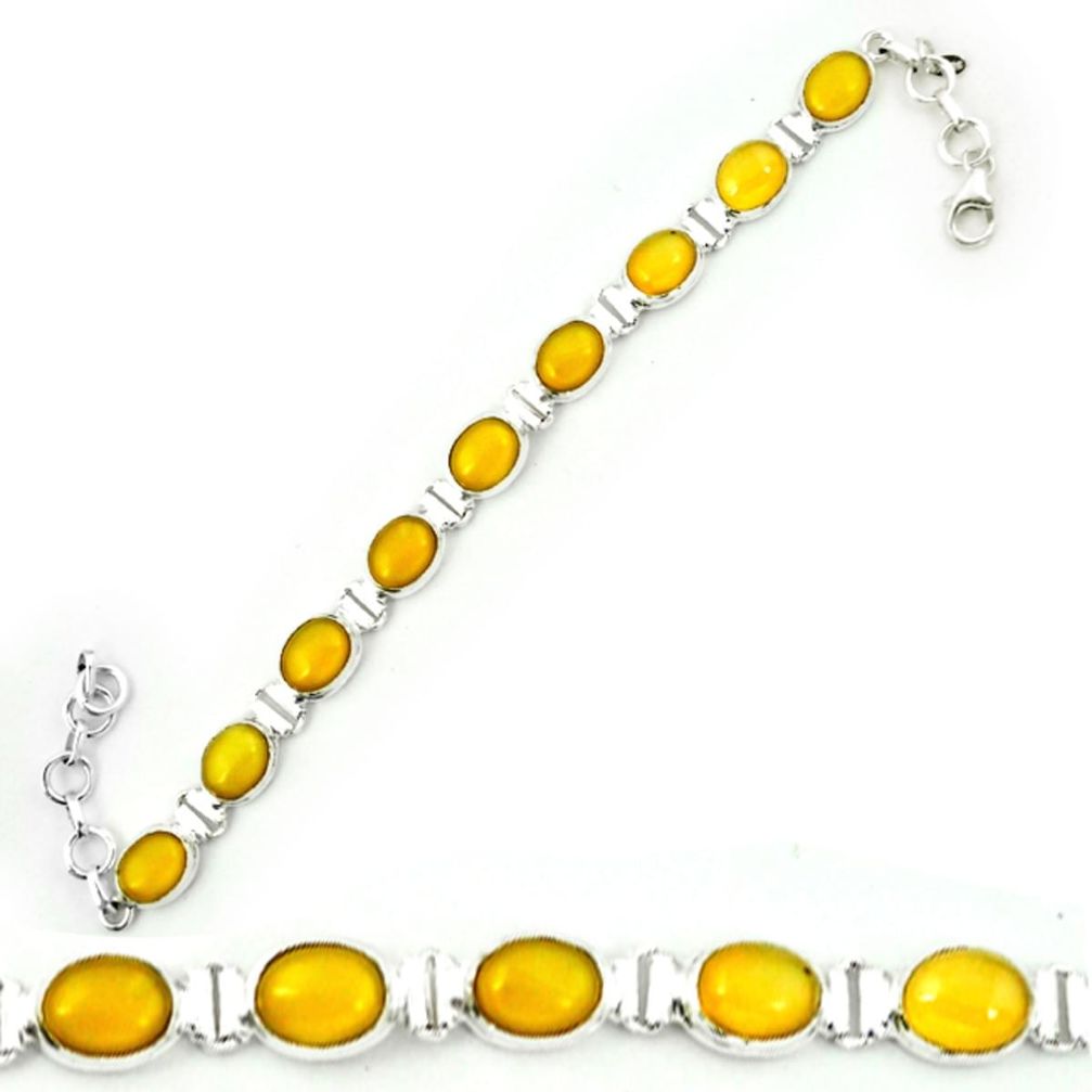 Natural yellow opal oval 925 sterling silver tennis bracelet jewelry m8627