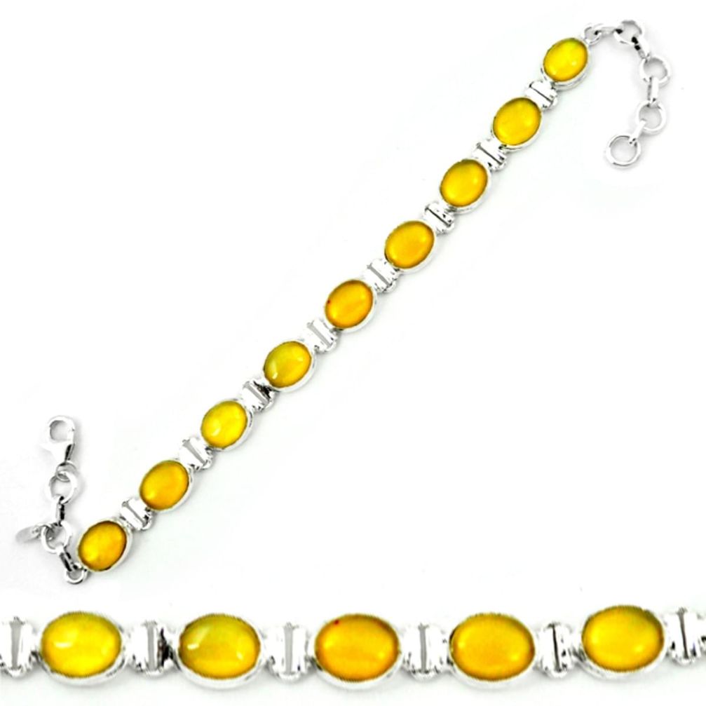 925 sterling silver natural yellow opal oval tennis bracelet jewelry m8628