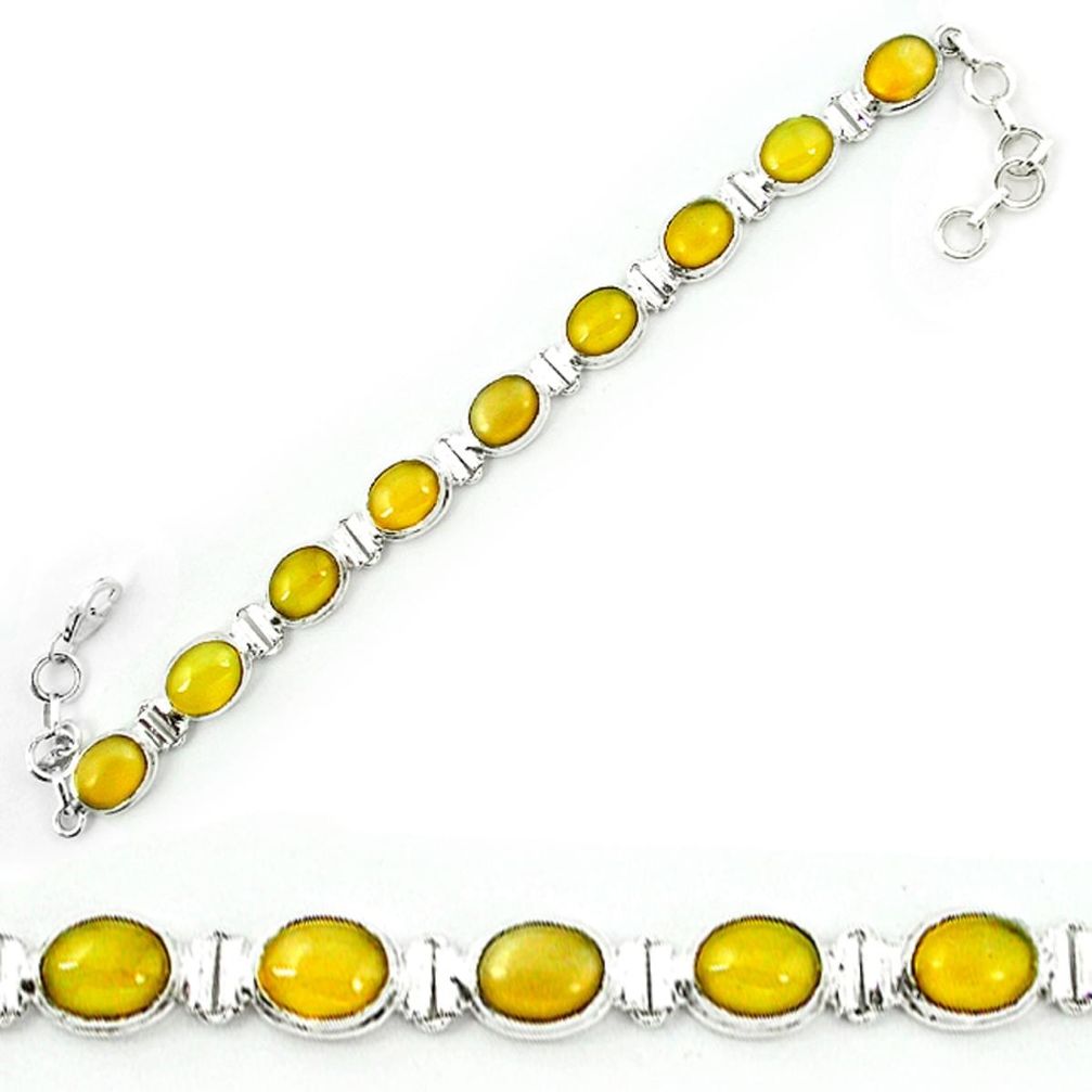 Natural yellow opal 925 sterling silver tennis bracelet jewelry m8629