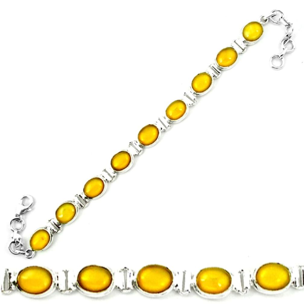 Natural yellow opal 925 sterling silver tennis bracelet jewelry m8630