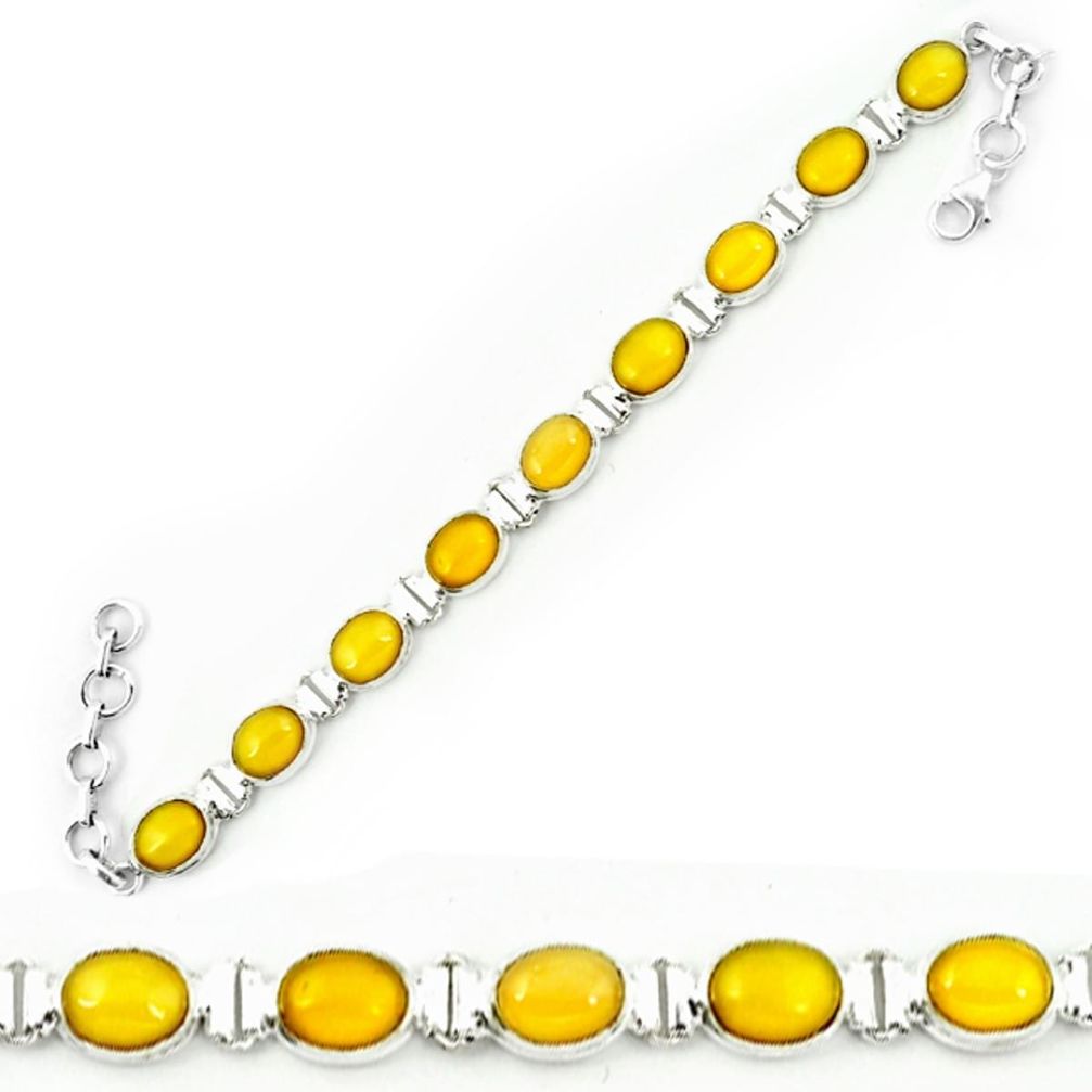 Natural yellow opal 925 sterling silver tennis bracelet jewelry m8631