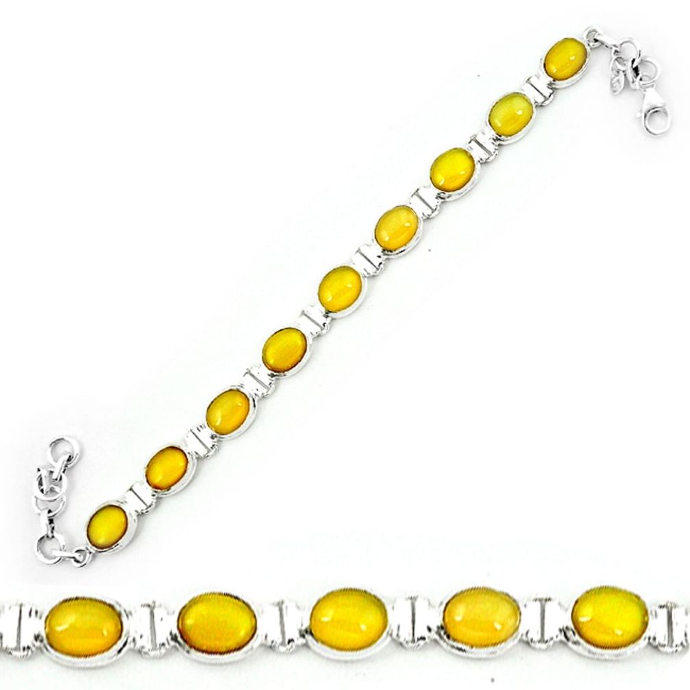 Natural yellow opal 925 sterling silver tennis bracelet jewelry m8632