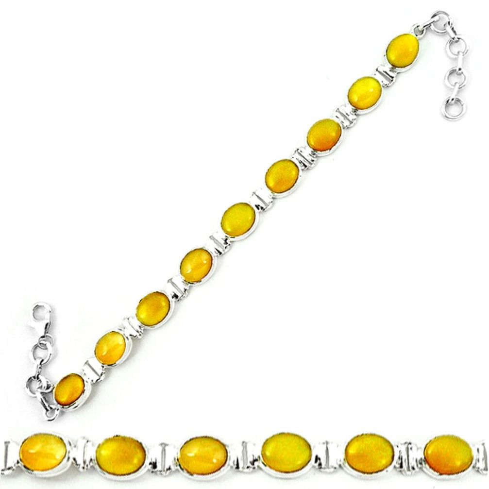 Natural yellow opal 925 sterling silver tennis bracelet jewelry m8635