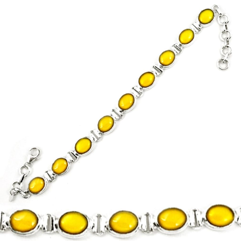 Natural yellow opal 925 sterling silver tennis bracelet jewelry m8642