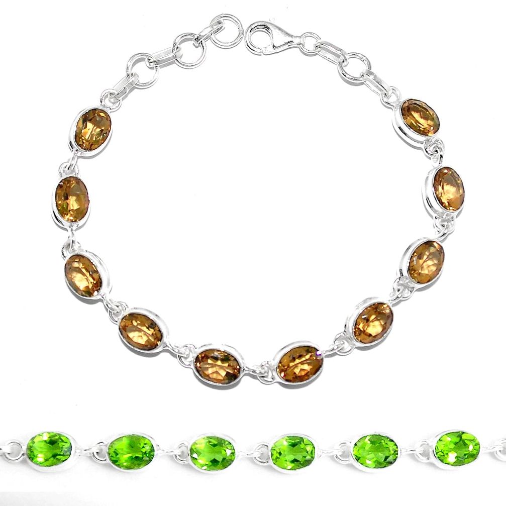 Green alexandrite (lab) 925 sterling silver tennis bracelet jewelry m86764