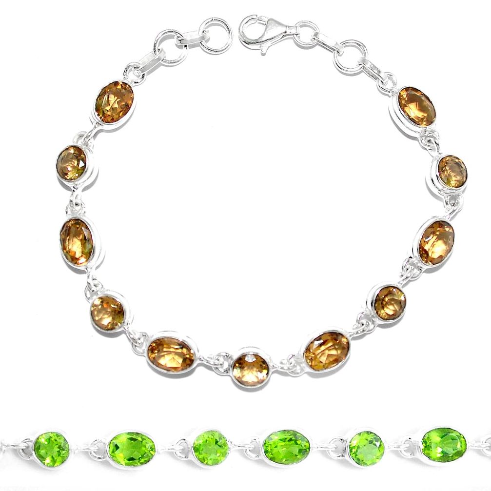 Green alexandrite (lab) 925 sterling silver tennis bracelet jewelry m86769