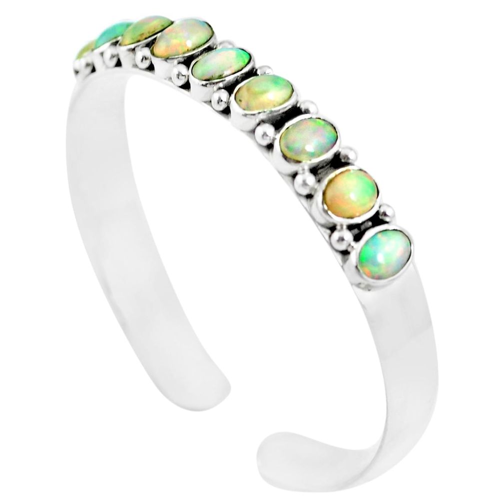 14.97cts natural multi color ethiopian opal 925 silver adjustable bangle m95428