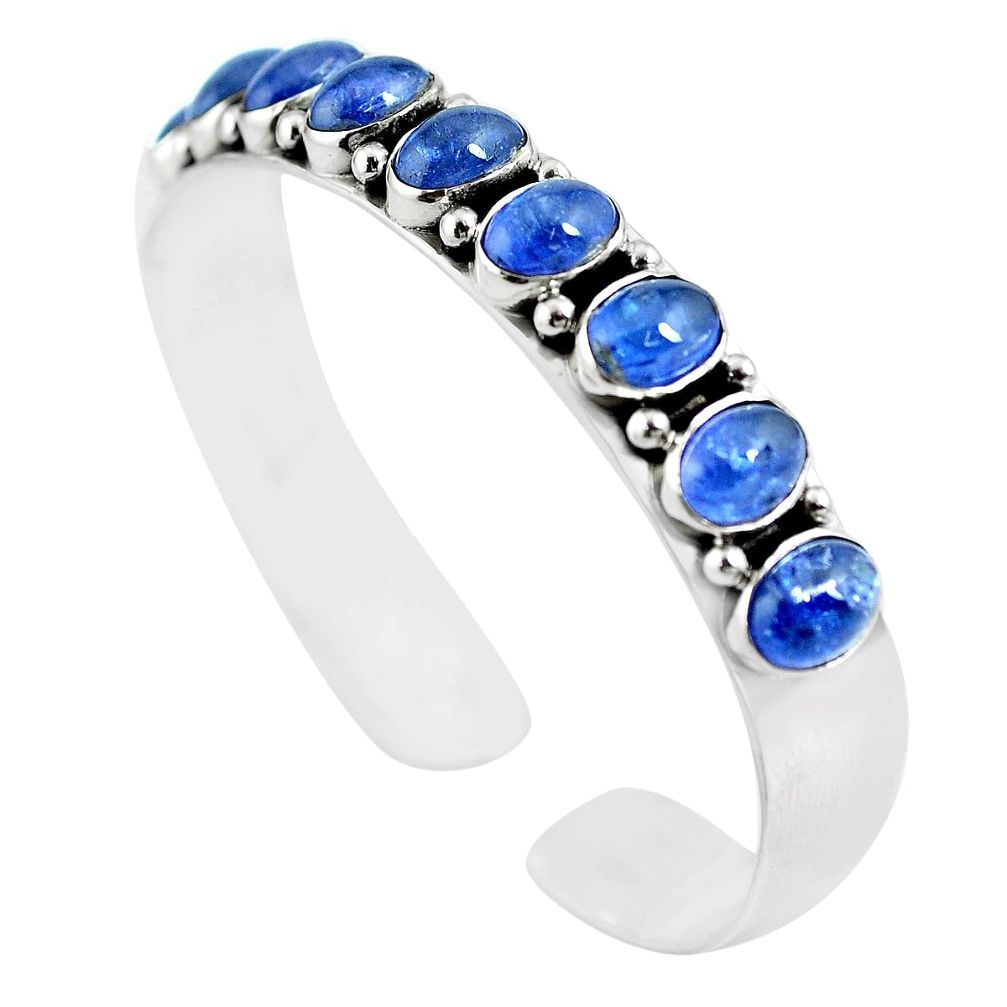 18.62cts natural blue tanzanite 925 sterling silver adjustable bangle m95438