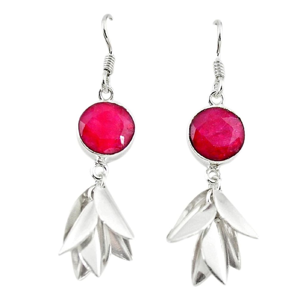 Natural red ruby 925 sterling silver dangle earrings jewelry m12319