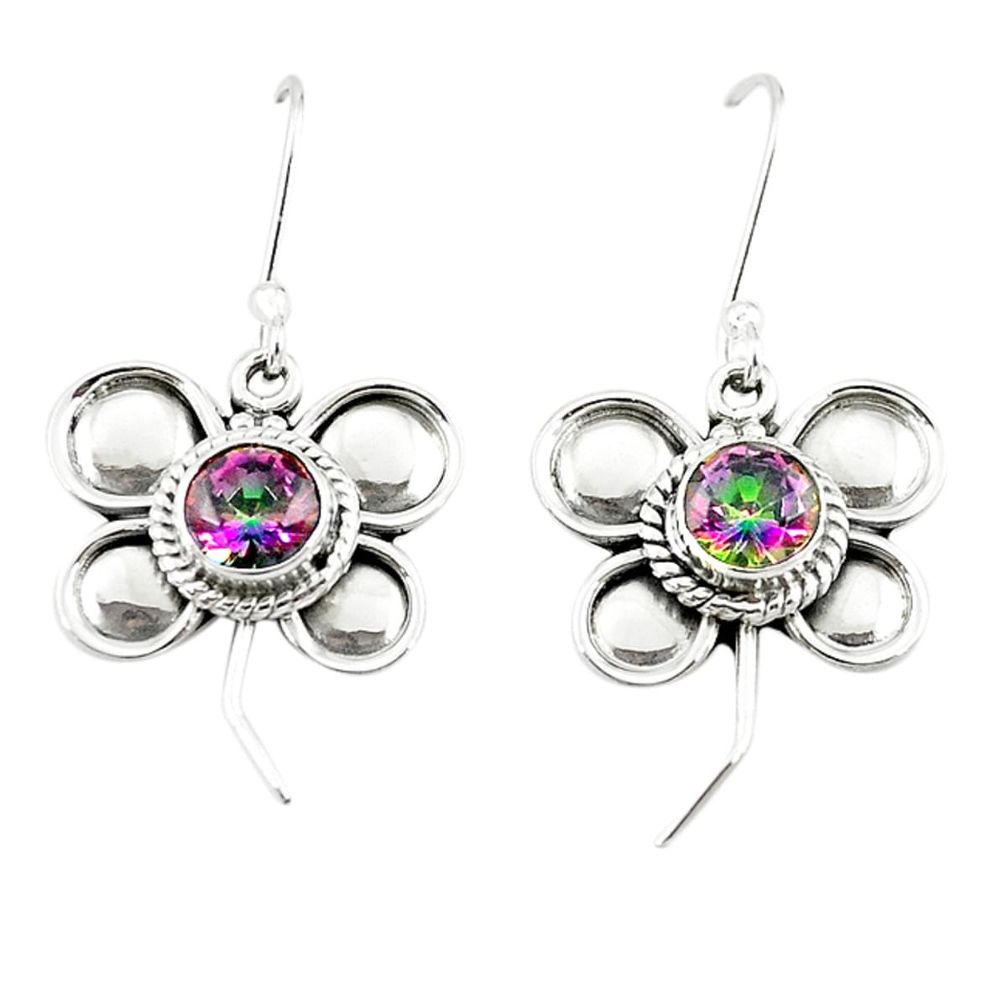 925 sterling silver multi color rainbow topaz dangle earrings jewelry m12444