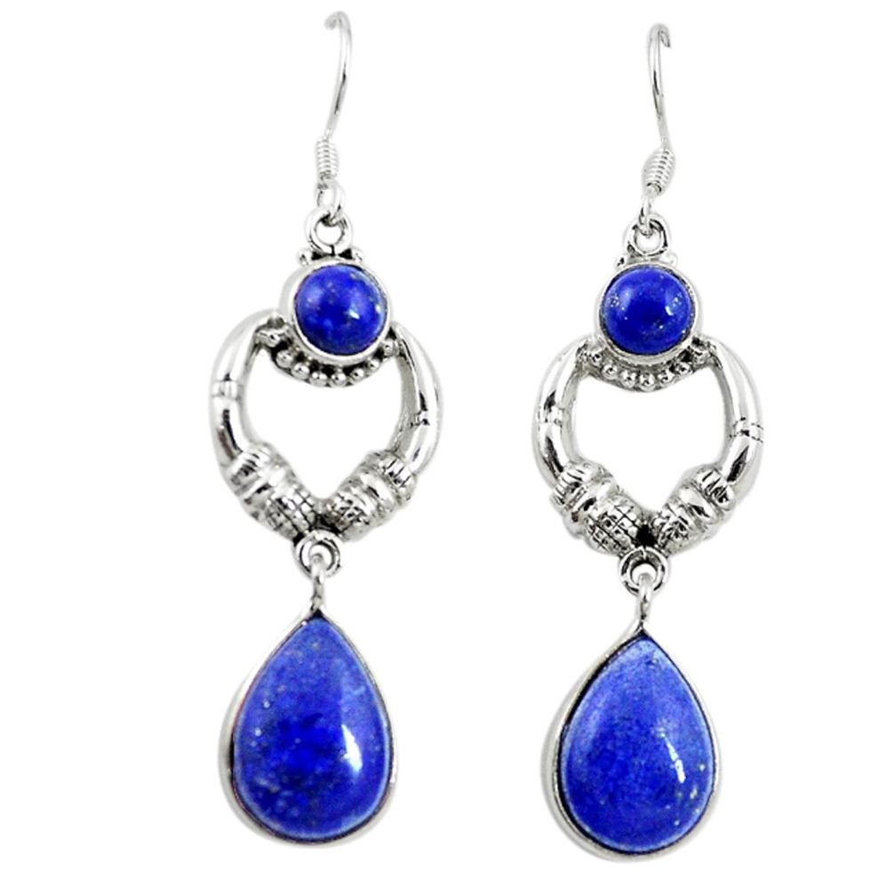 Clearance Sale-Natural blue lapis lazuli 925 sterling silver dangle earrings m13727