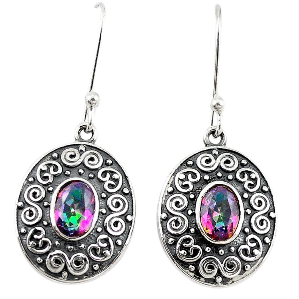 925 sterling silver multi color rainbow topaz dangle earrings jewelry m15979
