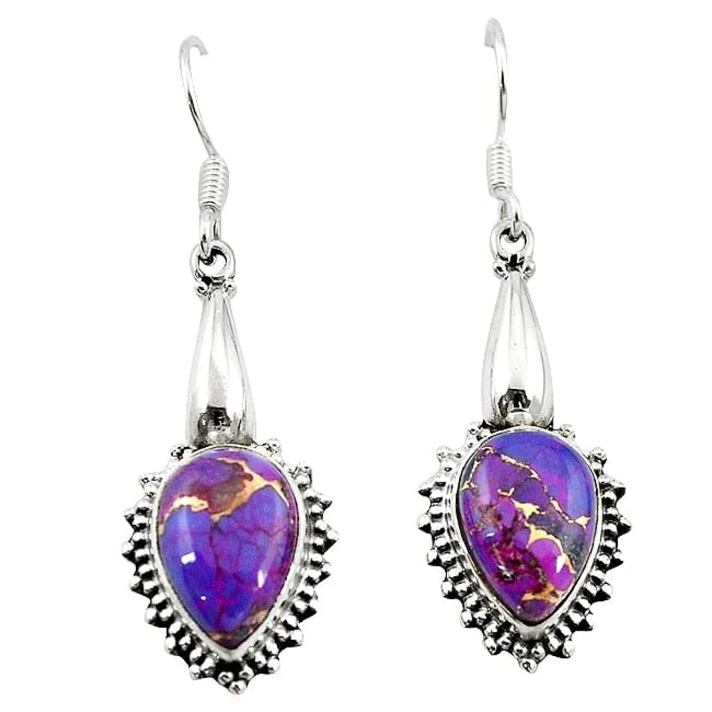 925 sterling silver purple copper turquoise dangle earrings jewelry m1617