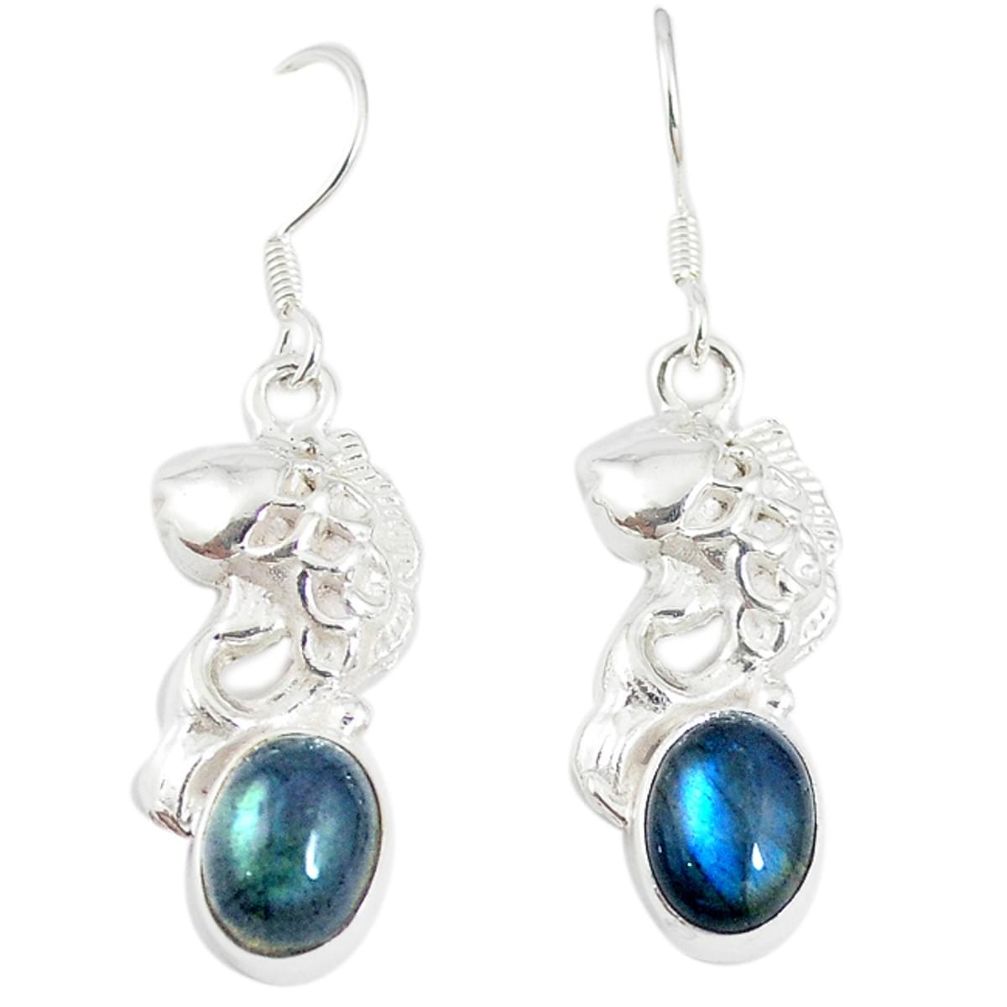 Natural blue labradorite 925 sterling silver dangle earrings m17946