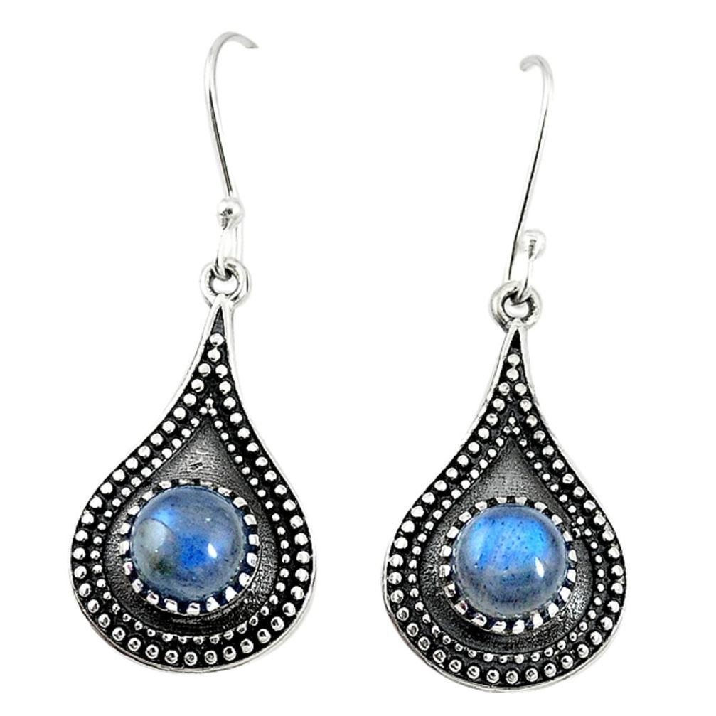 Natural blue labradorite 925 sterling silver dangle earrings m19709