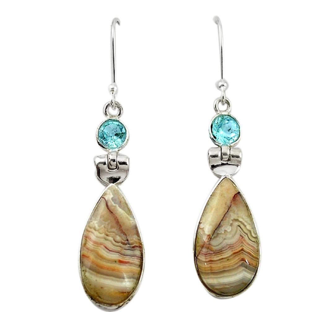925 silver natural multi color mexican laguna lace agate dangle earrings m20248