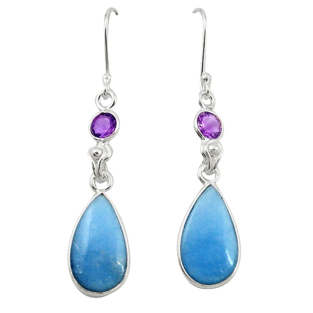 925 sterling silver natural blue angelite amethyst dangle earrings m20296