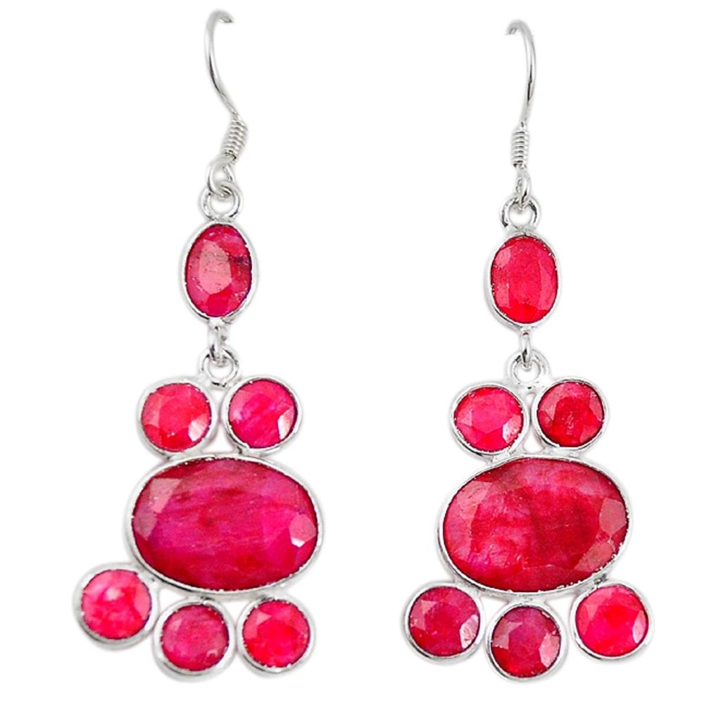 Natural red ruby 925 sterling silver chandelier earrings jewelry m20622