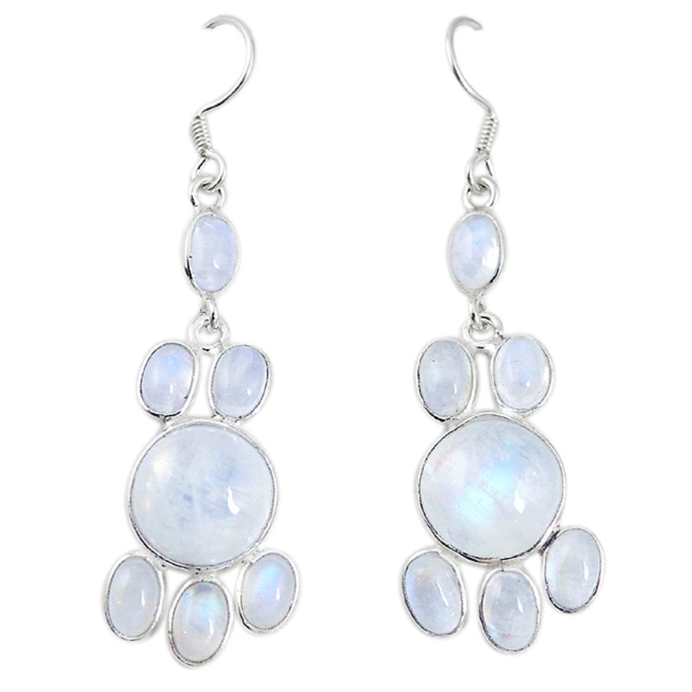 Natural rainbow moonstone 925 silver chandelier earrings jewelry m20634