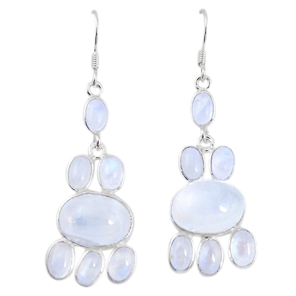 Natural rainbow moonstone 925 silver chandelier earrings jewelry m20639
