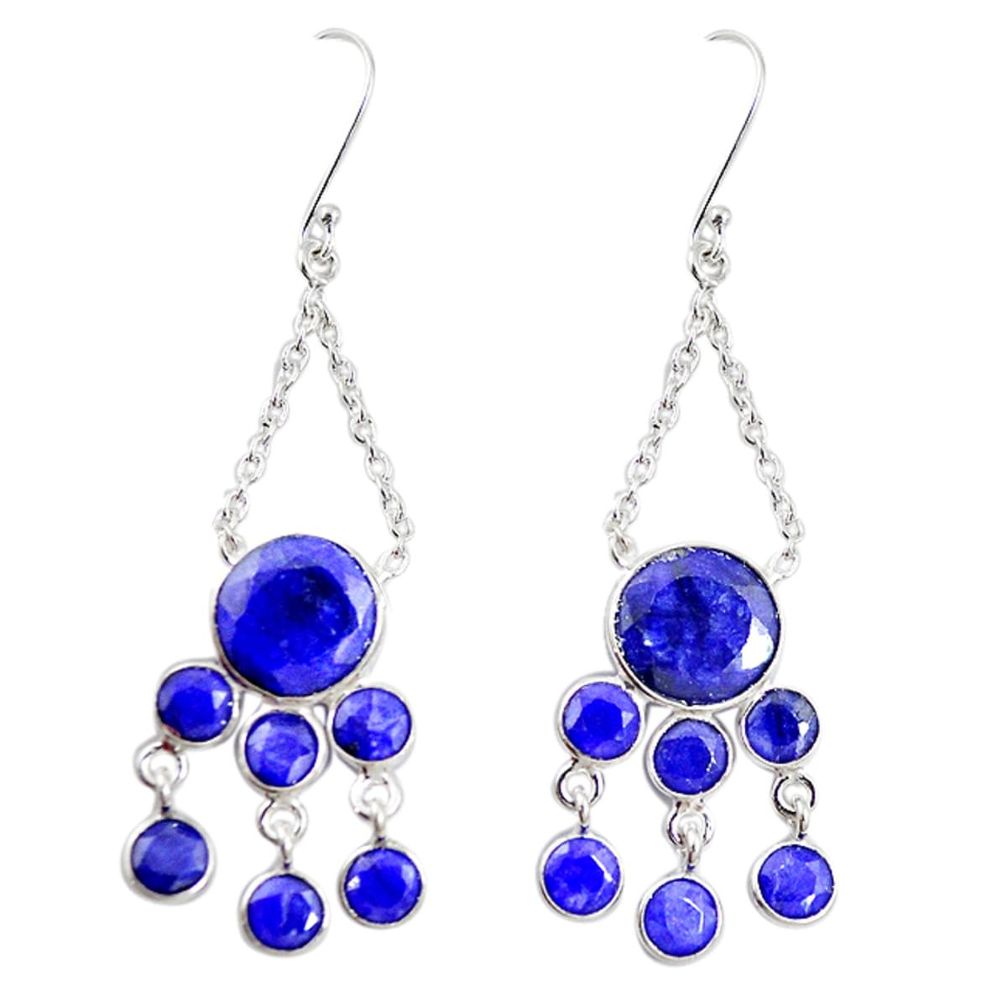 Natural blue sapphire 925 sterling silver earrings jewelry m20689