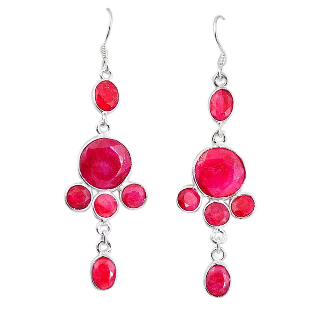 Natural red ruby 925 sterling silver chandelier earrings jewelry m20752