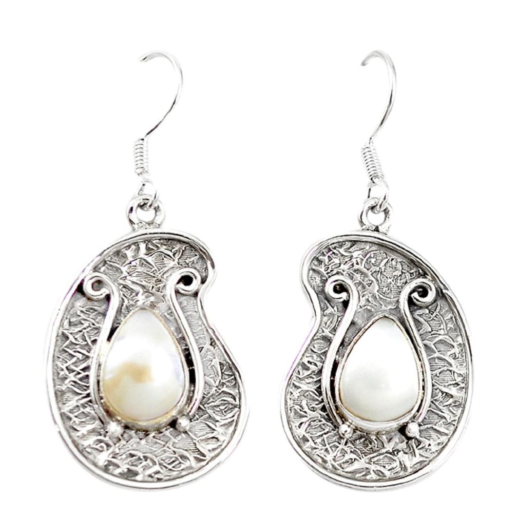 Natural white pearl 925 sterling silver dangle earrings jewelry m21022