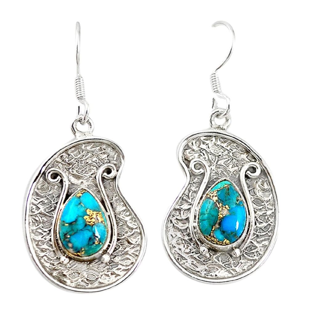 925 sterling silver blue copper turquoise dangle earrings jewelry m21024