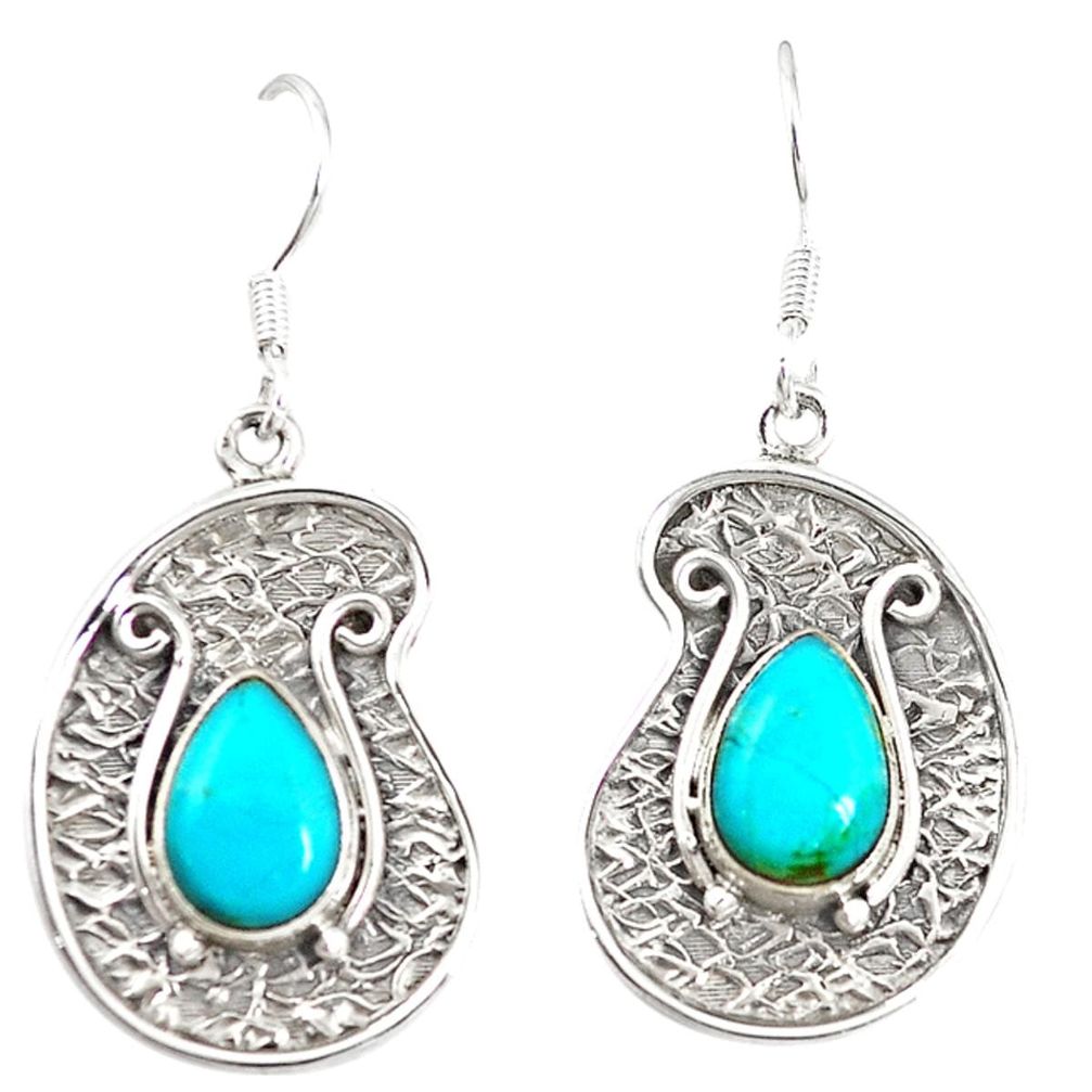 Blue arizona mohave turquoise 925 sterling silver dangle earrings m21032