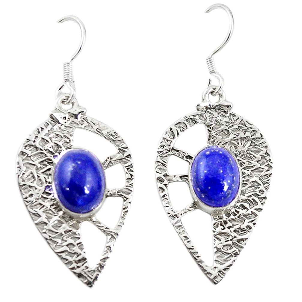 Natural blue lapis lazuli 925 sterling silver dangle earrings jewelry m21055