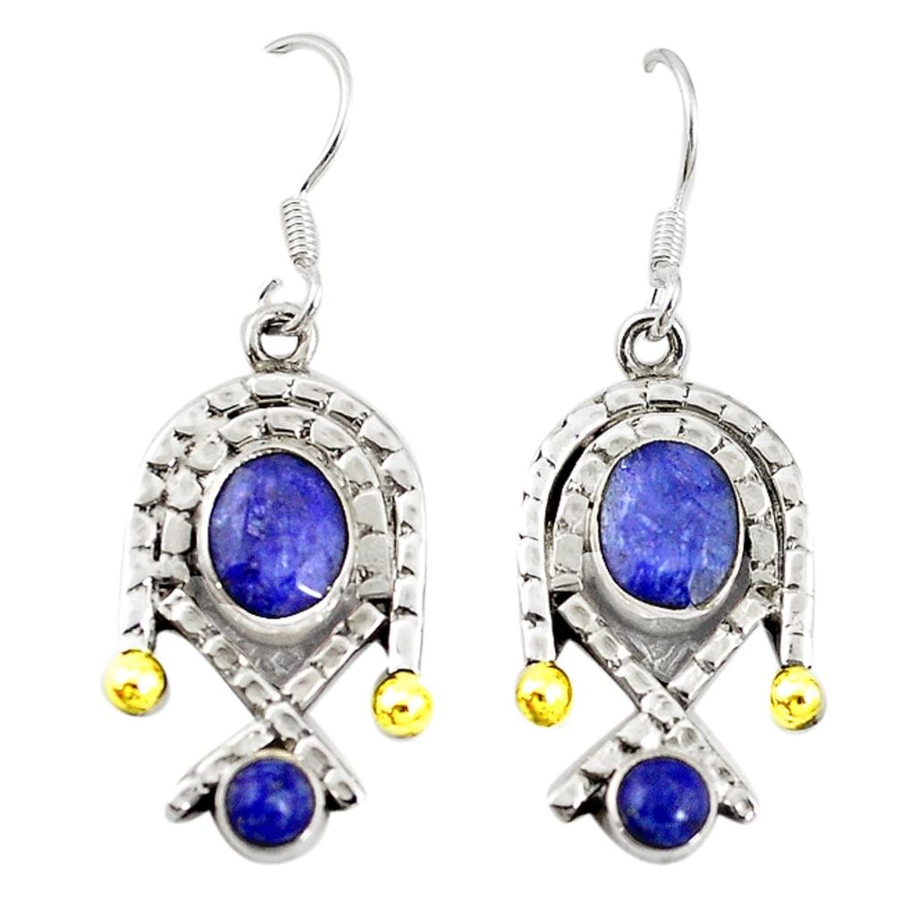 925 silver natural blue sapphire two tone dangle earrings jewelry m21080