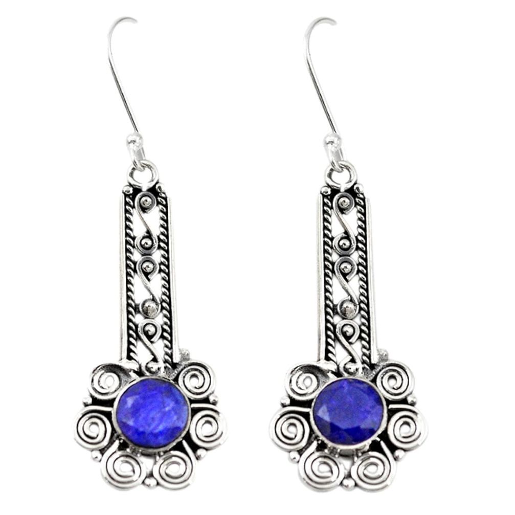 Natural blue lapis lazuli 925 sterling silver dangle earrings jewelry m21334