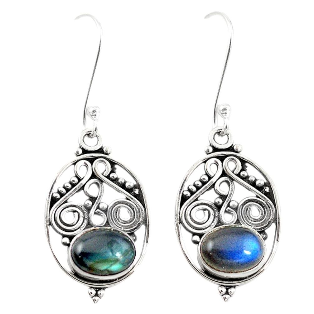 Natural blue labradorite 925 sterling silver dangle earrings jewelry m21385